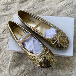 Chasing Fireflies gold glitter costume shoes